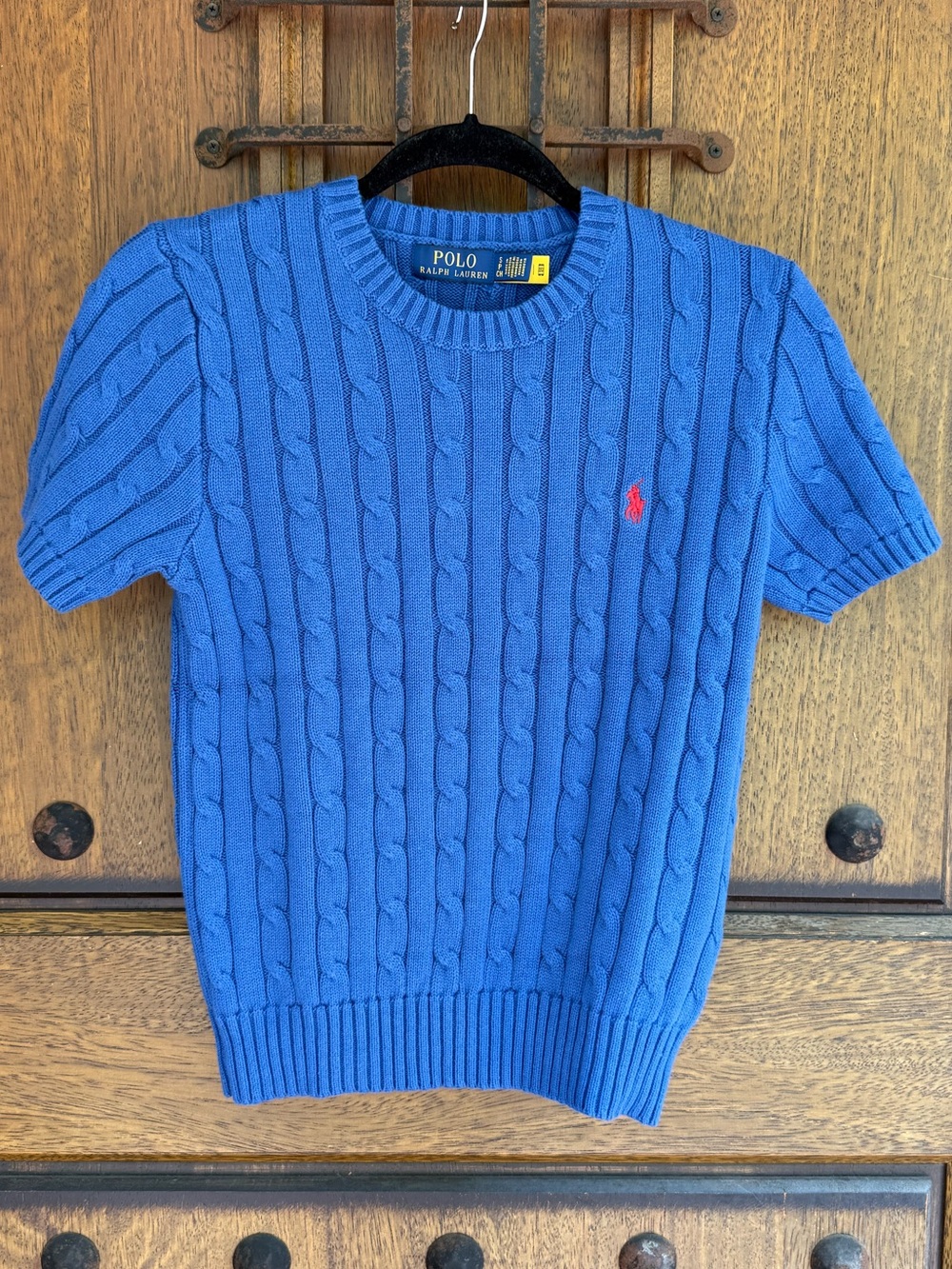 Ralph Lauren Blue Cable-Knit Crewneck Sweater Size S, M